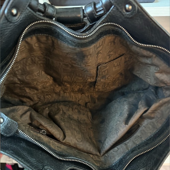 Authentic SALVATORE FERRAGAMO Moss pebbled leather Marisa Gancini black Bag - Picture 4 of 5